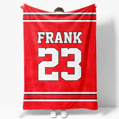 Custom Number Name Red White Sport Blanket For Gifts - Aperturee