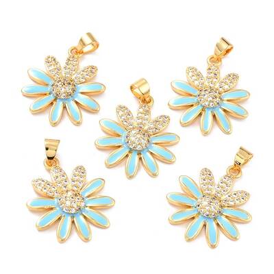 Real 18K Gold Plated Brass Micro Pave Cubic Zirconia Pendants