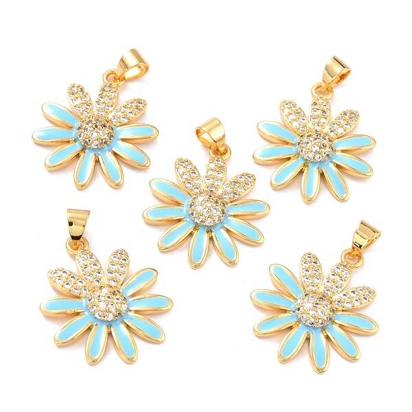 Real 18K Gold Plated Brass Micro Pave Cubic Zirconia Pendants