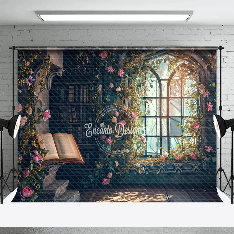 Arched Window Flowers Book Spring Backdrop For Photo - Aperturee