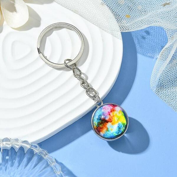 Round Glass Beads Keychain