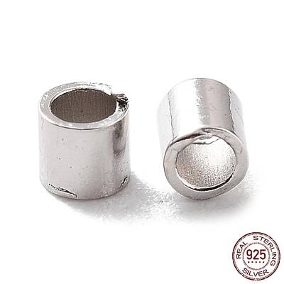Anti-Tarnish Rhodium Plated 925 Sterling Silver Spacer Tube Beads