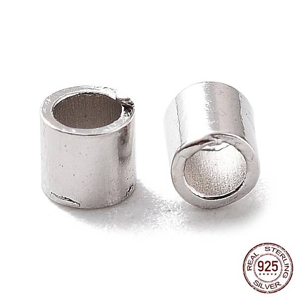 Anti-Tarnish Rhodium Plated 925 Sterling Silver Spacer Tube Beads