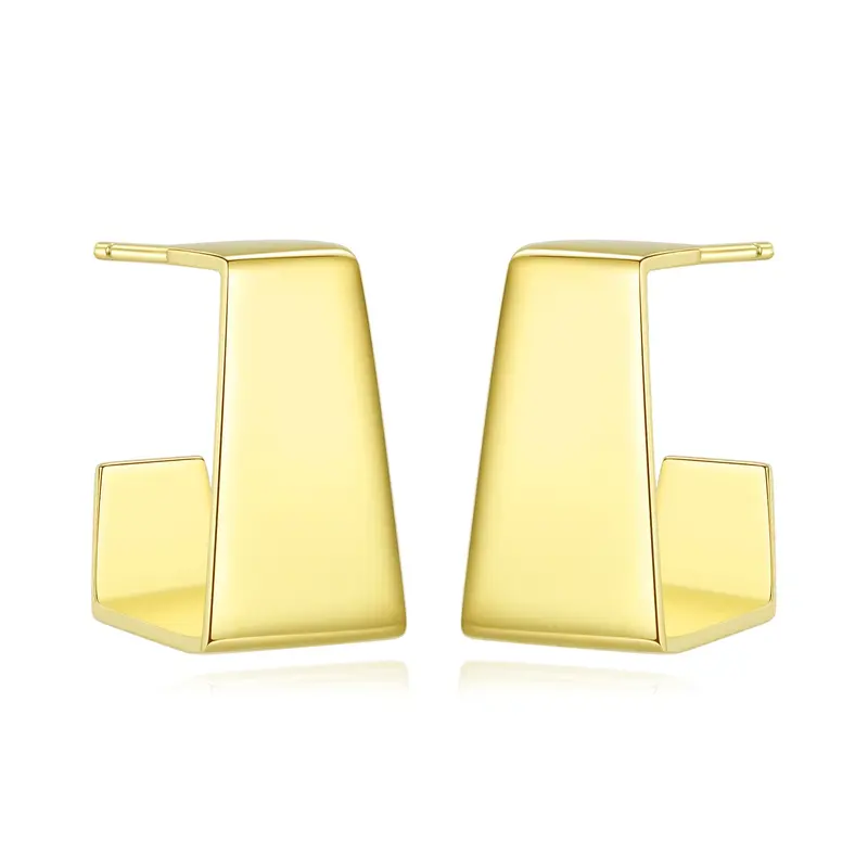 Sterling Silver with Yellow Gold Plated Stud Earrings