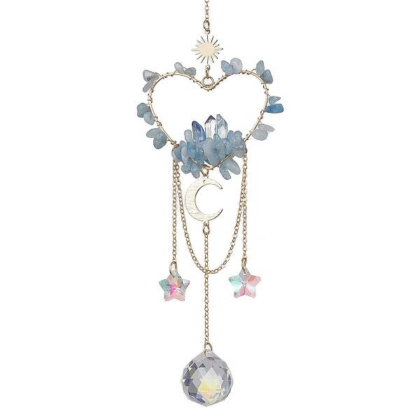 Natural Aquamarine Chip Beads with Brass Finding Pendant Decorations
