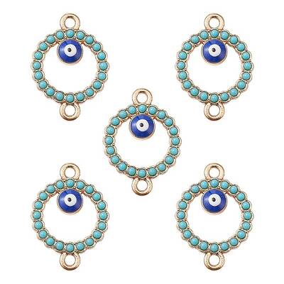 Alloy Enamel Connector Charms with Synthetic Turquoise