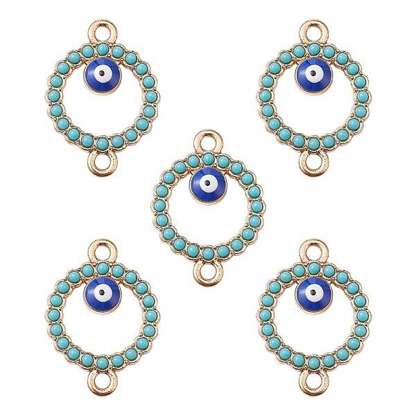 Alloy Enamel Connector Charms with Synthetic Turquoise