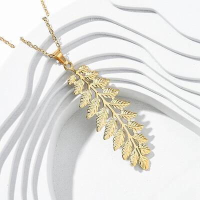 304 Stainless Steel Leaf Pendant Necklaces