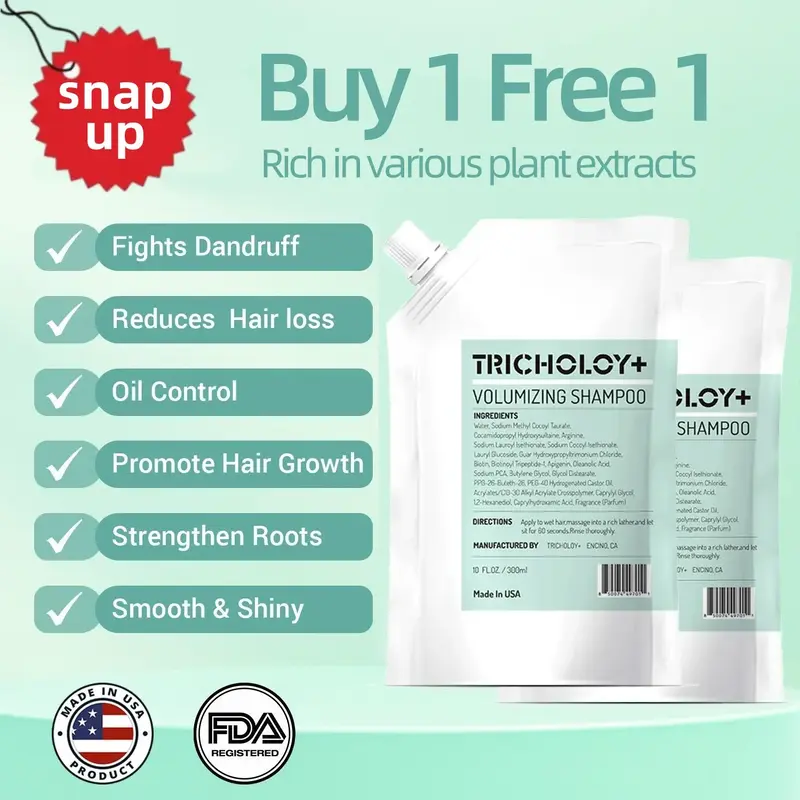 [Buy 1 Get 1 Free] Tricholoy+ Anti-Hair Fall & Less Shedding & Volumizing Shampoo | Biotin, Arginine & Oleanolic Acid | Stren...
