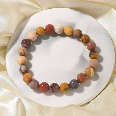Natural Mookaite Beaded Stretch Bracelets