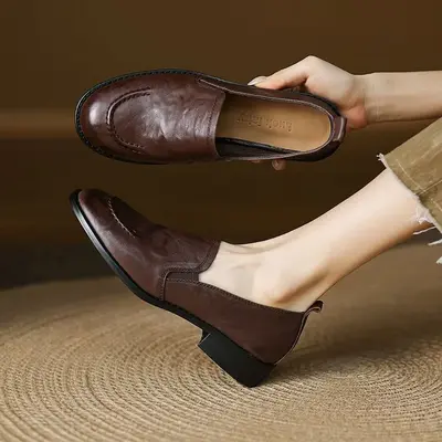 CHIKO Bena Round Toe Block Heels Loafers Shoes