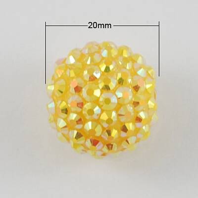 AB Color Chunky Round Resin Rhinestone Bubblegum Ball Beads