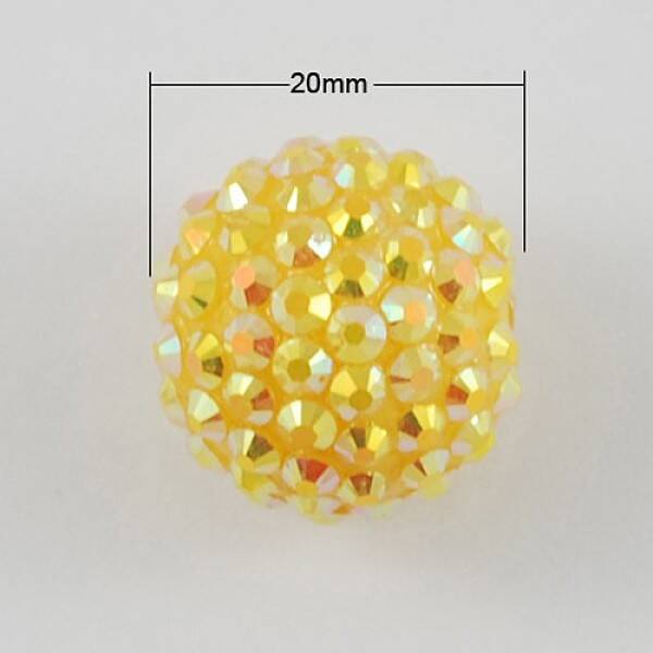 AB Color Chunky Round Resin Rhinestone Bubblegum Ball Beads