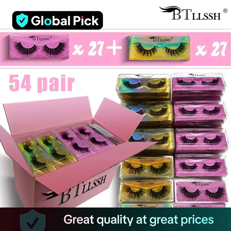 17/18mm Volumized False Eyelashes, 54 Pairs Natural Look Eyelash Extensions, Self Grafting Curl Eyelashes, Eye Makeup Enhance...