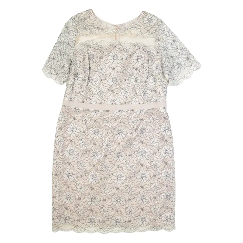 MONSOON Womens Pencil Dress Pink Floral Short Sleeve Midi XL