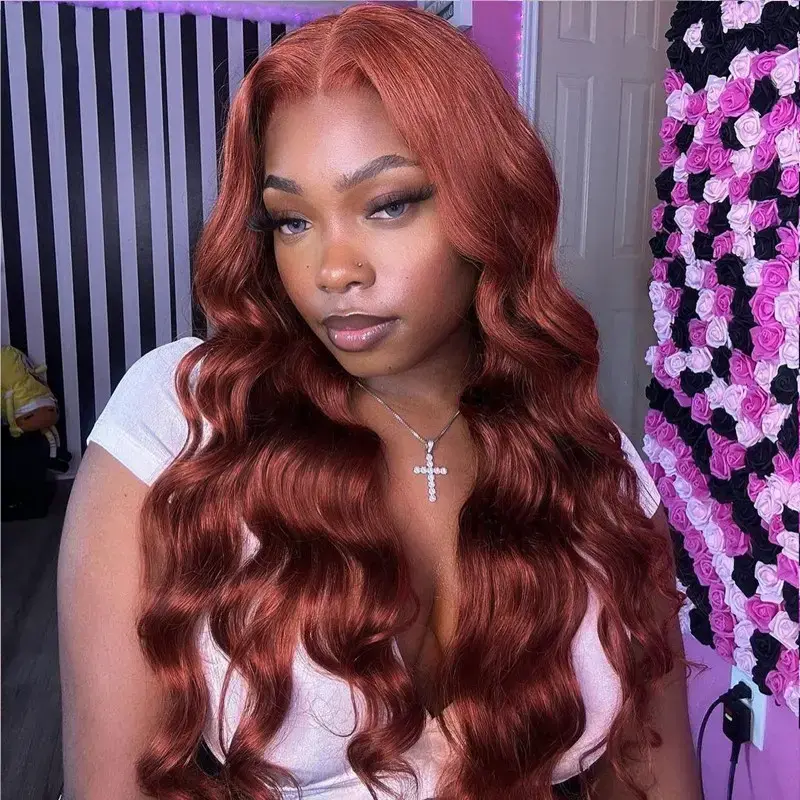 Reddish Brown Body Wave Wear Go Wig 7x5 Lace Closure 180% Density