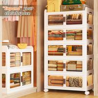 【Deal】RaybeeFurniture 2/3/4/5 Packs Foldable Storage Bins with Doors, Collapsible Storage Bins with A Lid, Stackable Stor...