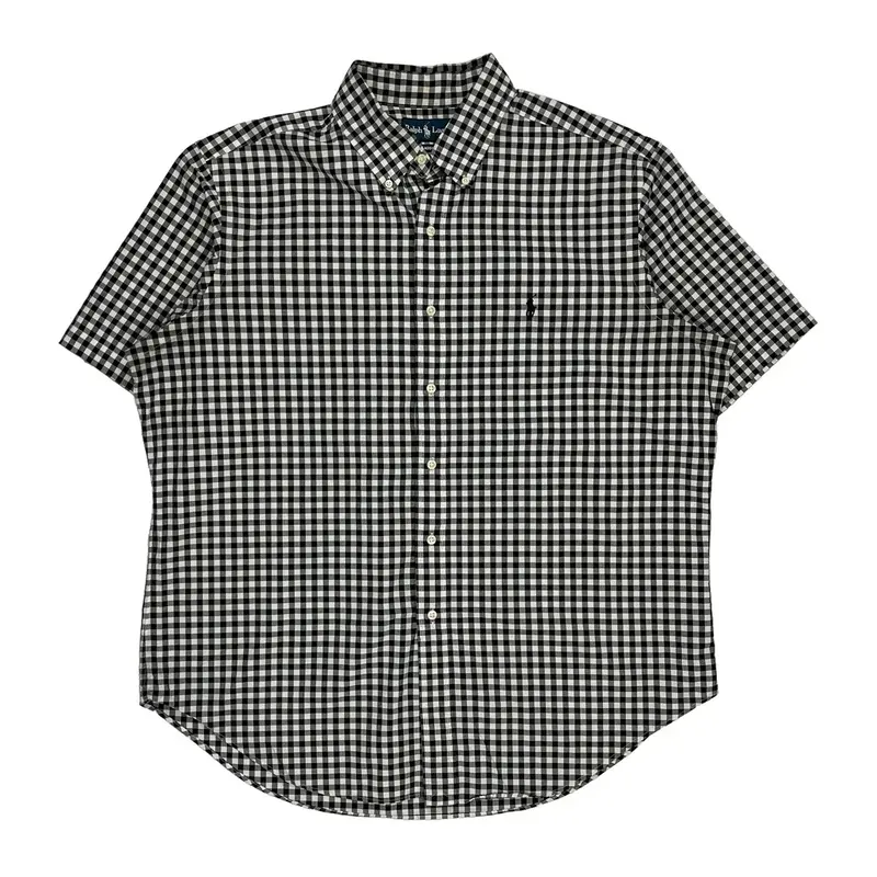 Ralph Lauren Checked Short Sleeve Shirt - XL Black & White Cotton | Size: x-large