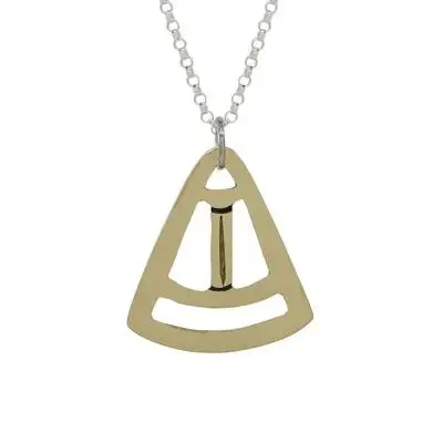 Metal Ztepos Brass Necklace - with Silver Plated Chain