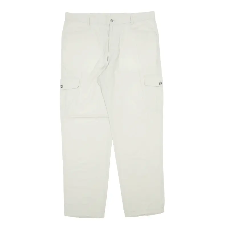 CALYX Cargo Trousers Cream Regular Straight Mens W36 L32