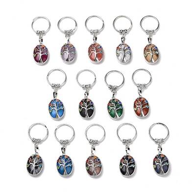 Natural & Synthetic Gemstone and Colorful Glass Drill Keychain