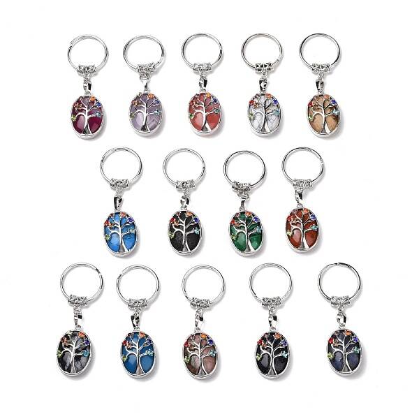 Natural & Synthetic Gemstone and Colorful Glass Drill Keychain