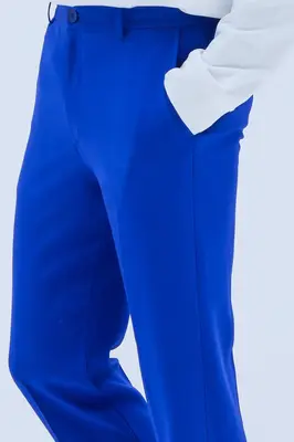 Flat Front Trousers in Ocean Blue | Size: 30