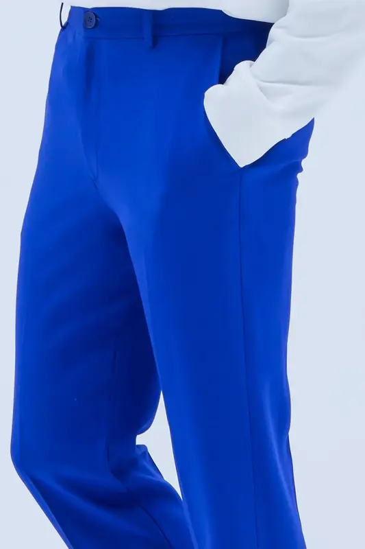 Flat Front Trousers in Ocean Blue | Size: 30