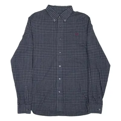 FRED PERRY Mens Shirt Blue Check Long Sleeve M
