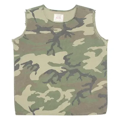 JACK & JONES Camo Denim Mens Vest Green Sleeveless L