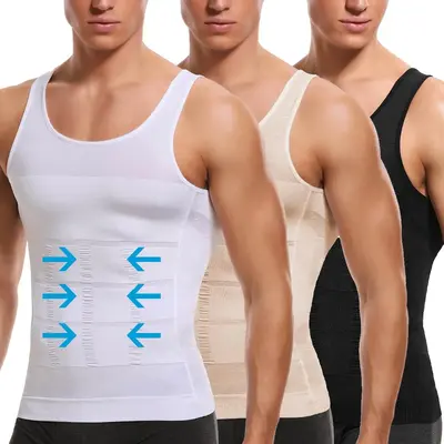 1/2/3/4 Packs Menswear Body Shaper Shapewear Sports Vest Men Compression Shirt Seamless Breathable Stretchy Gym Lightweight T...