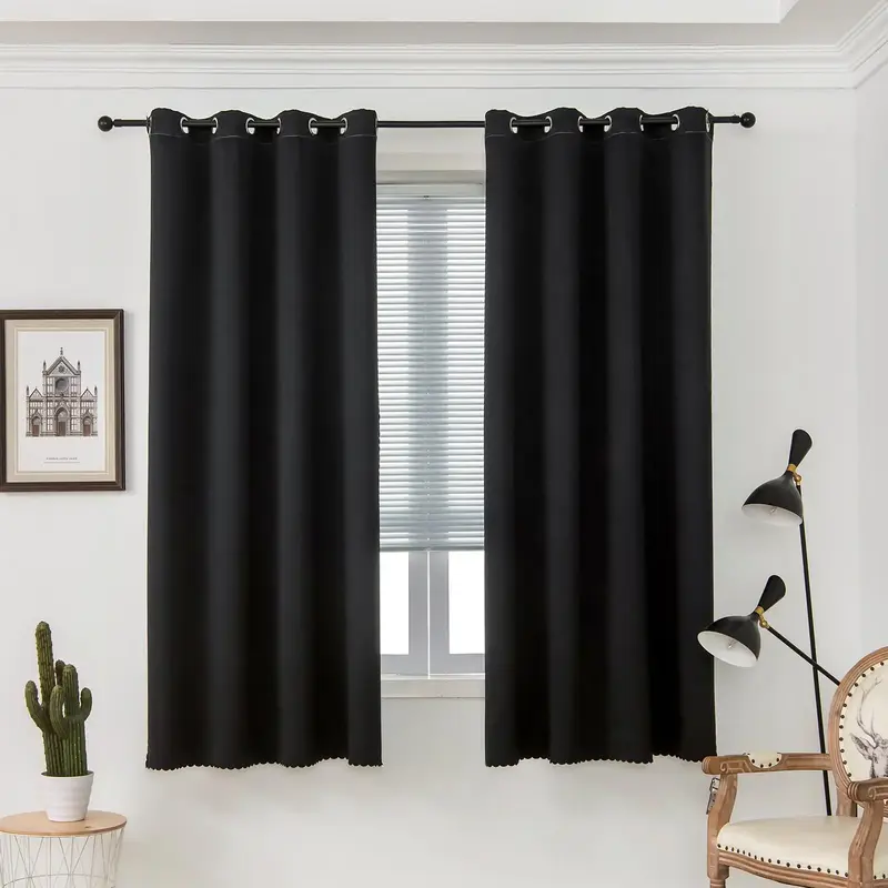Blackout Curtain, 1 Count Modern Simple Grommet Design Curtain, Window Curtain for Home Living Room Bedroom, Home Decoration,...