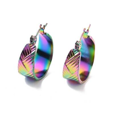 Ion Plating(IP) 304 Stainless Steel Thick Hoop Earrings for Women