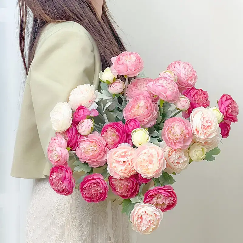 molilito Real-Touch Peony Bouquet — 20 Stems (≈60 Heads), 50 cm, Bendable Stems for Wedding & Home Décor (Vase Not Inclu...