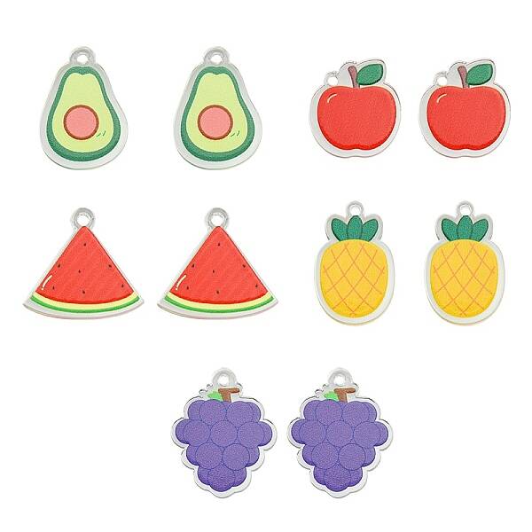 10Pcs 5 Style Translucent Acrylic Pendants