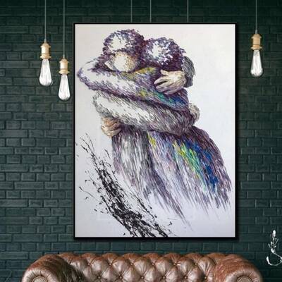 Extra large painting Large oil painting original Extra large wall art Oversized wall art | WINTER HUGS