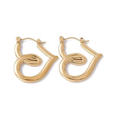 Ion Plating(IP) 304 Stainless Steel Heart Hoop Earrings for Women