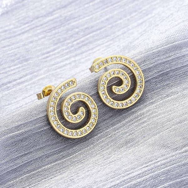 Brass Micro Pave Clear Cubic Zirconia Stud Earrings