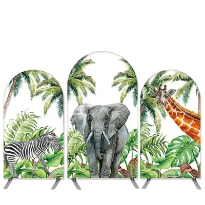 Aperturee Safari Theme Animals Arch Backdrop Kit For Birthday | Diy Arch Backdrop Cover | Chiara Arch Backdrop Diy | Round Ar...