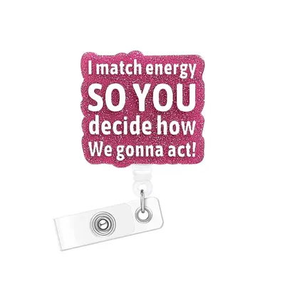 Glitter Acrylic Badge, Slogan Graphic Badge, Retractable Badge Holder, Badge for Nurses, Doctors, Students, Workers, Voluntee...