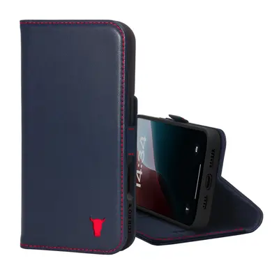 Apple iPhone 16 Pro Max Leather Wallet Case (MagSafe Charging) - Navy Blue