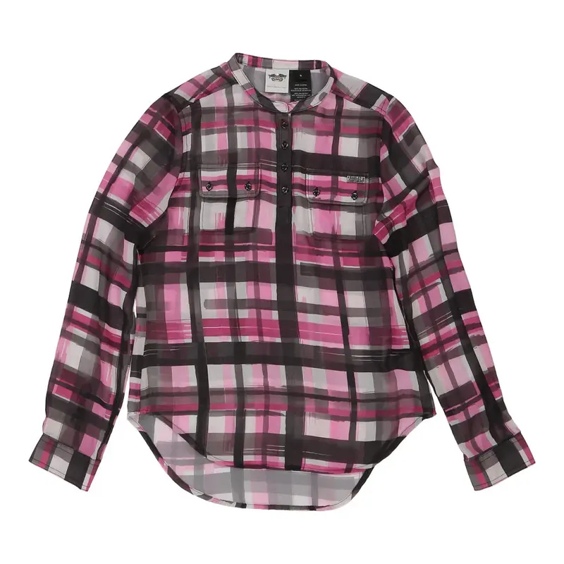 Harley Davidson Checked Mesh Top - Small Pink Polyester