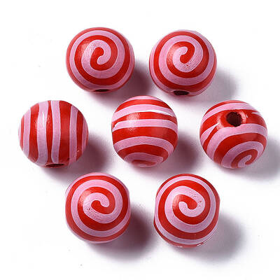Painted Natural Wood European Beads