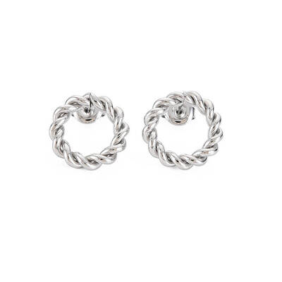 Non-Tarnish 304 Stainless Steel Twist Rope Ring Stud Earrings for Woman