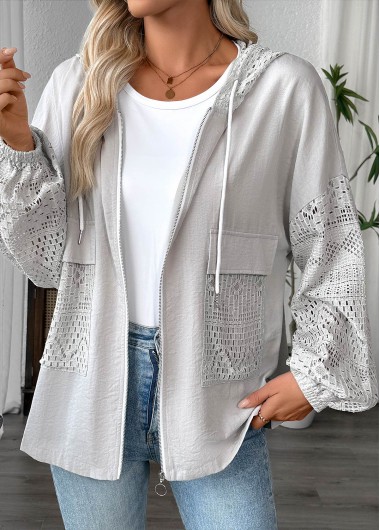 Modlily Light Grey Marl Long Sleeve Hoodie - L