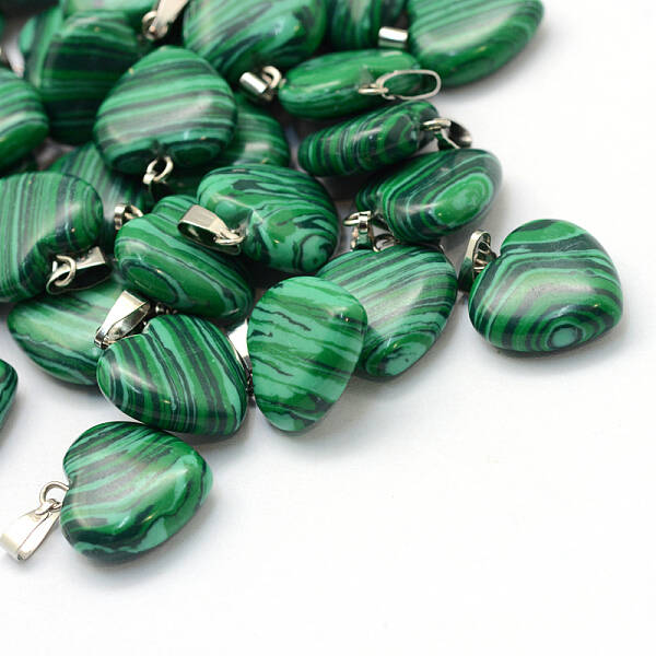 Heart Dyed Synthetic Malachite Pendants