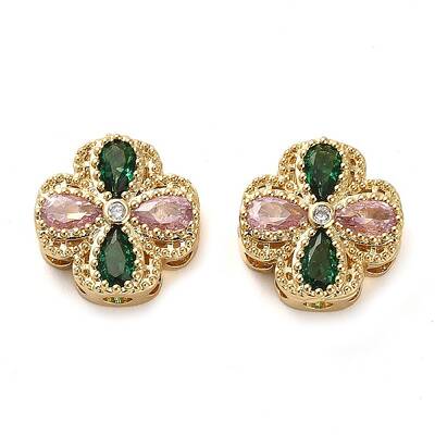 Brass Micro Pave Cubic Zirconia Beads