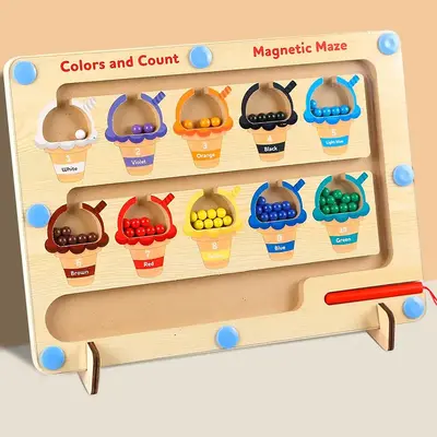 Qyeah Magnetic Color & Number study board - Color Matching Learning Counting Board for Boys Girls students