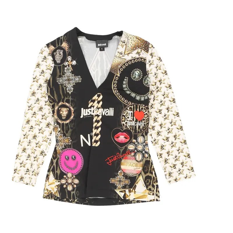 Just Cavalli Graphic Long Sleeve T-Shirt - Small Multicoloured Polyester | Size: small