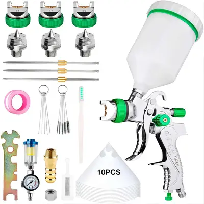 Professional HVLP Spray Gun Kit With 1.4/1.7/2.0MM Nozzle High Flow Fine Spray Gravity Spray Gun For DIY Spray Painting Of Ca...